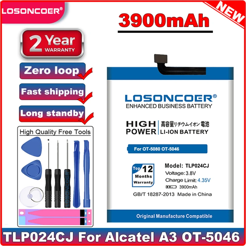 Аккумулятор TLP024C1 3900 мАч TLP024CJ TLP024CC для Alcatel A3 Lite Shine OT-5046 5080X OT-5080 5046D 5046Y OT-5046D |