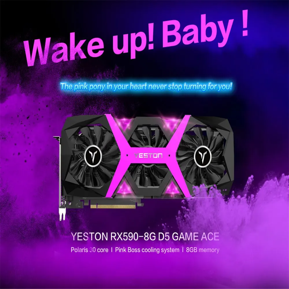 Yeston Radeon RX 590 8 ГБ GDDR5 256bit игровой настольный компьютер ПК видеокарты Поддержка DVI/HDMI PCI-E X16 3,0