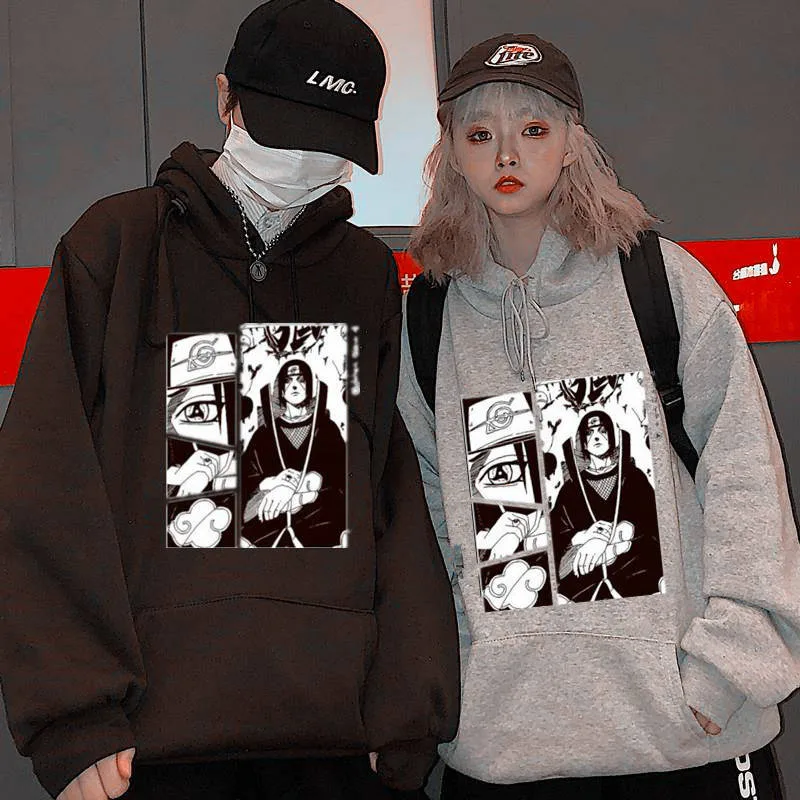 

Autumn Couple Anime Hoodies Men Women Hooded Oversize Sweatshirt Casual Harajuku Cartoon Printed Tops Loose Japan Hoodies