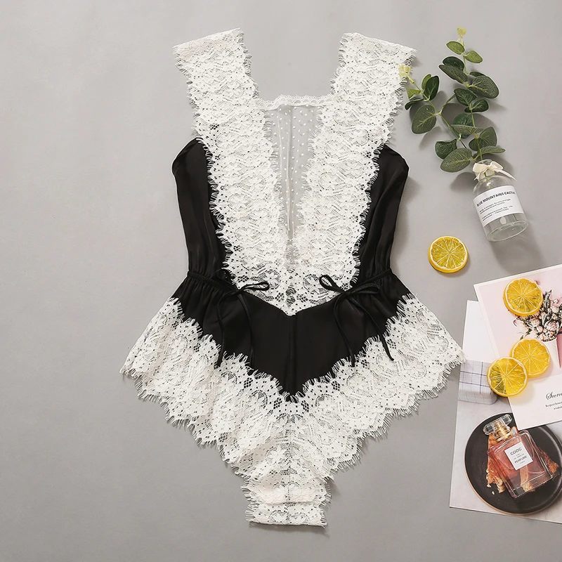 Сексуальное нижнее белье кружевной сетчатый узор Черный лебедь прозрачный