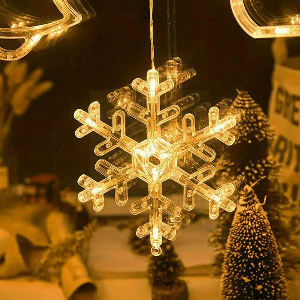 

1pc Waterproof Led Christmas Light Window Sucker Lamp Xmas Tree Elk Snowflake Santa Claus Bell Star Lights For Home Decorat S4s5