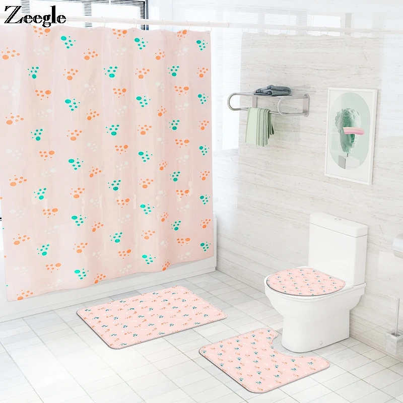 

Домашний декор, коврик для ванной и водонепроницаемая душевая занавеска, набор маленьких свежих напольных ковриков в горошек из полиэстера...