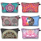 Мандала Цветочный принт косметички Для женщин Макияж сумка женская разноцветным узором милые косметический чехол Pouchs для путешествий