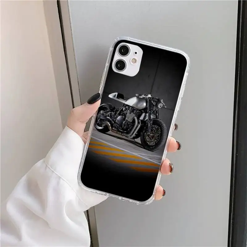

New Retro Moto Cross Motorcycle Phone Case Transparent for iPhone 11 12 mini pro XS MAX 8 7 6 6S Plus X 5S SE 2020 XR