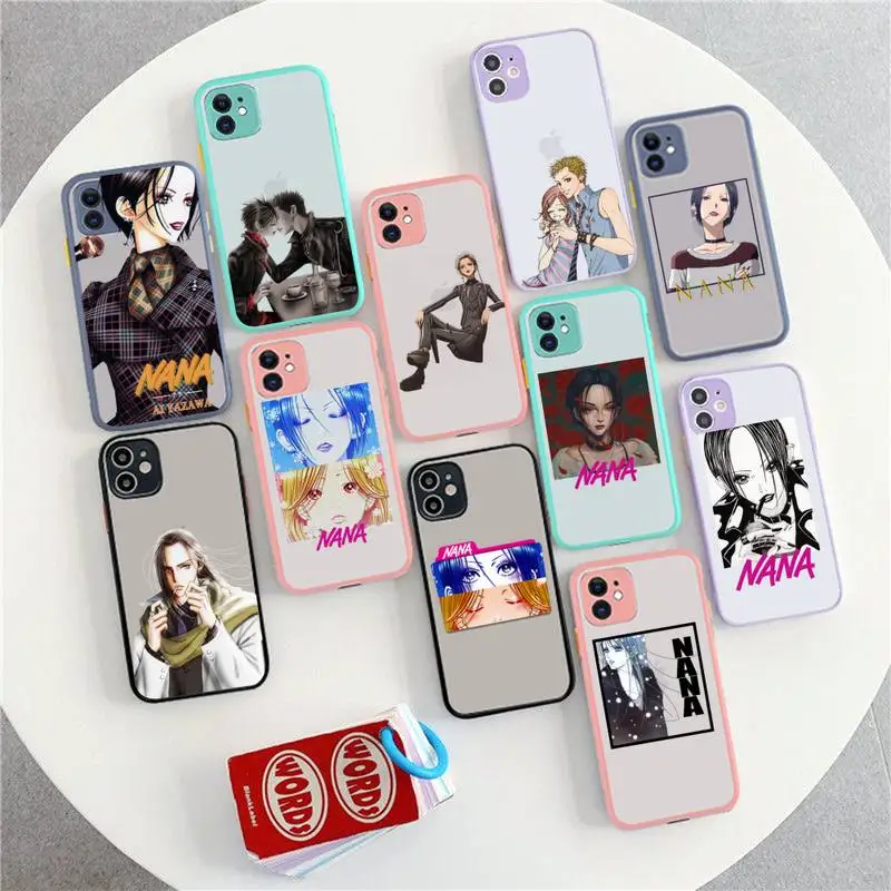 

TOPLBPCS NaNa Osaki Anime Phone Case for iPhone X XR XS 7 8 Plus 11 12 13 pro MAX 13mini Translucent Matte Shockproof Case