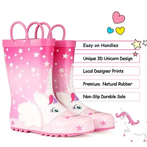 Резиновые сапоги KushyShoo для девочек детские непромокаемые карамельного цвета с