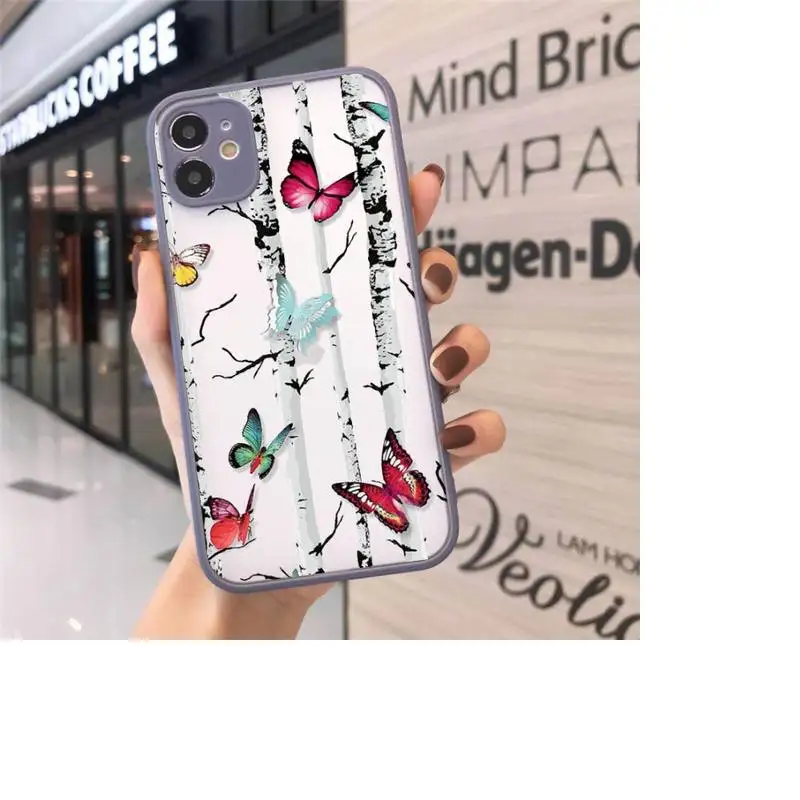 

butterfly Painting design Phone Cases matte transparent For iphone 7 8 11 12 plus mini x xs xr pro max cover