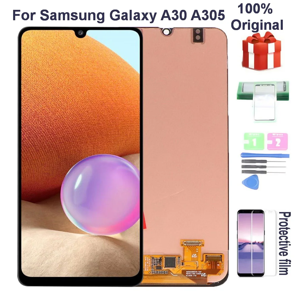 100% Original AMOLED para Samsung Galaxy A30 LCD A305 / DS A305FN A305G A305GN A305YN digitalizador de pantalla t&aacute;ctil para Samsung A30 A305 A305F SM-A305F / DS pantalla Lcd-0
