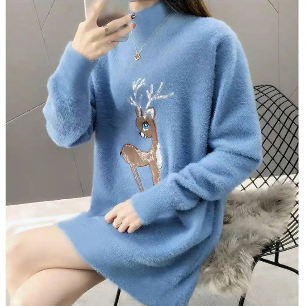 Женский вязаный свитер Yfashion Свободный Длинный с высоким воротом пуловер на зиму |