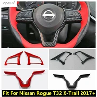 steering wheel frame decor cover trim for nissan rogue t32 x trail x trail 2017 2020 carbon fiber red interior accessories