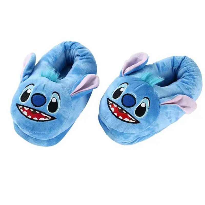 Зимние теплые Синие тапочки из флока с круглым носком милые домашние для