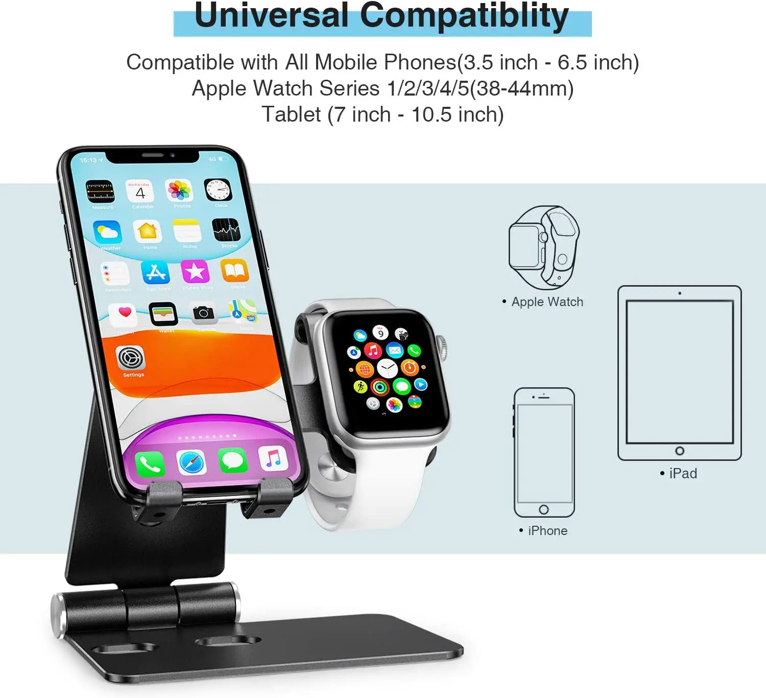 universal cell phone holder aluminium alloy plus wood watch charging bracket stand for apple watch 38mm 42mm iphone 5 6 7 8 plus free global shipping