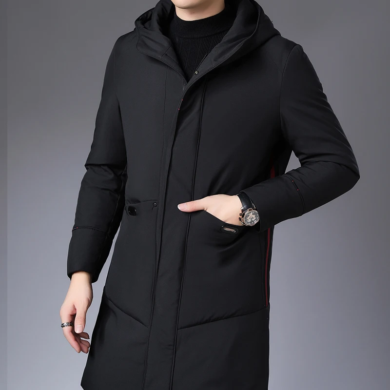 Новый Зимний пуховик для мужчин с толстой курткой и капюшоном модный белый