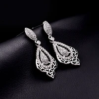 top quality luxury earrings women jewelry vintage style bride wedding silver color ins hot sale factory wholesale price gift