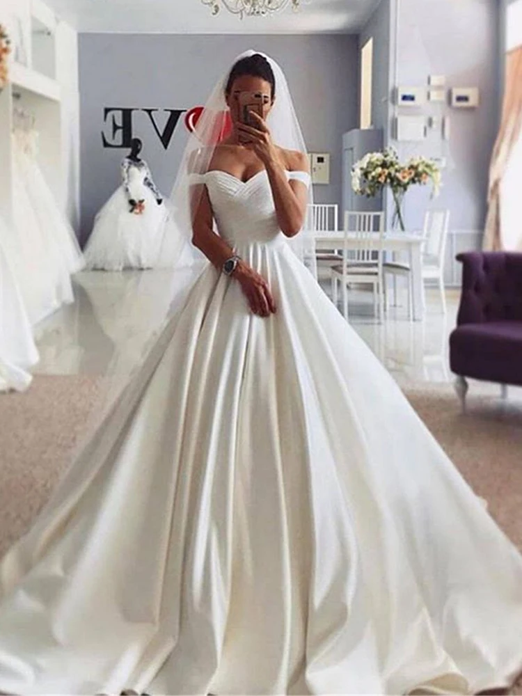 LORIE Простые Свадебные платья-трапеции 2020 зимнее атласное пляжное свадебное