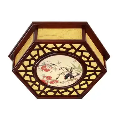 

Классический потолочный светильник из массива дерева в китайском стиле, освещение для гостиной, круглый светодиодный светильник льник