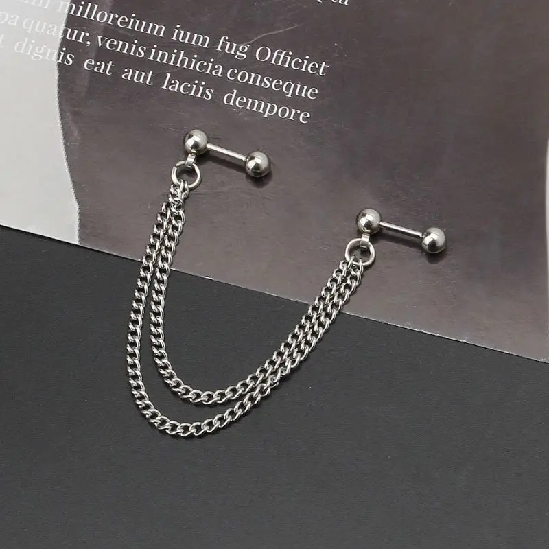 Double-layer Ear Bone Chain Cartilage Hoop Chain Earrings Surprise Gift for Christmas Halloween Cosplay Thanksgiving