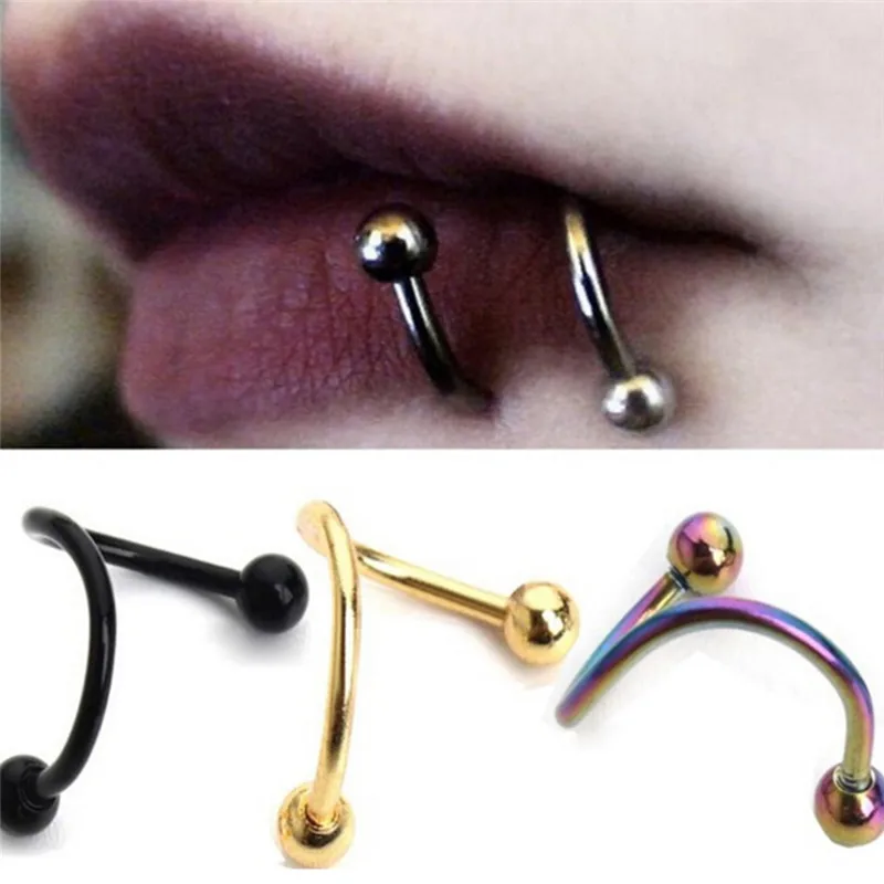 1Pair8mm спиральный хирургический стальной закрученный в спираль пирсинг для губ
