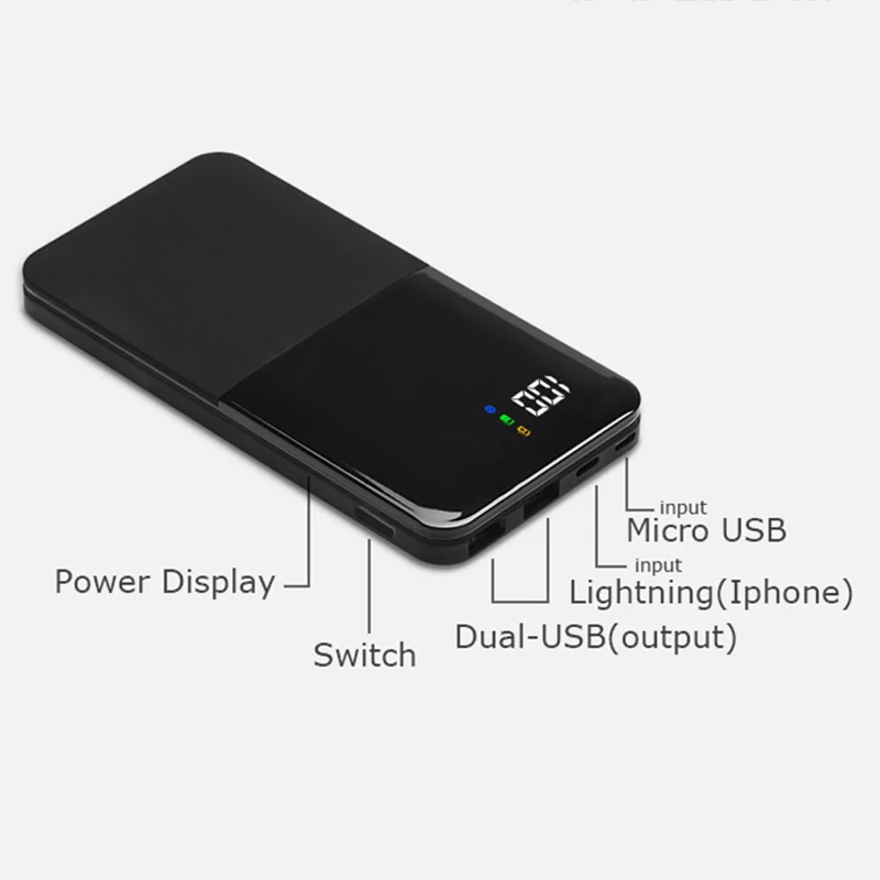 20000 мАч портативное зарядное устройство USB повербанк Внешнее для XiaomiMi 9 8 iPhone7 X