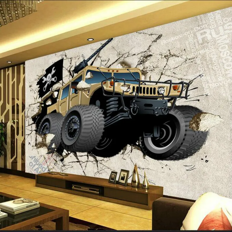 Ретро промышленного ветер личность фон с автомобилем 3d стены Бумага бар КТВ клуб