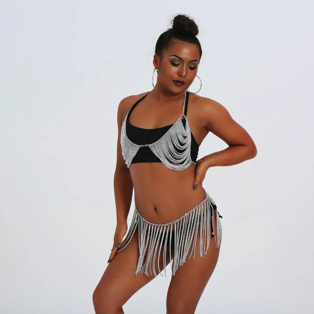 Богемная цепочка для тела с кисточками юбка живота Летний Пляжный комплект