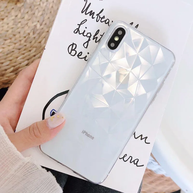 Прозрачный 3D Алмазный чехол для samsung Galaxy A10 A20 A30 A40 A50 A60 A70 M10 M20 M30 мягкий TPU чехол для Galaxy A6 A8 J4 J6 A7 чехол s - Цвет: Прозрачный