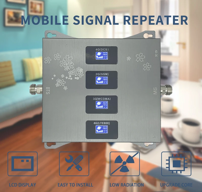 

B20 800 900 1800 2100 Mhz Cell Phone Booster Four-Band Mobile Signal Repeater 2G 3G 4G Cellular Amplifier LTE GSM UMTS DCS