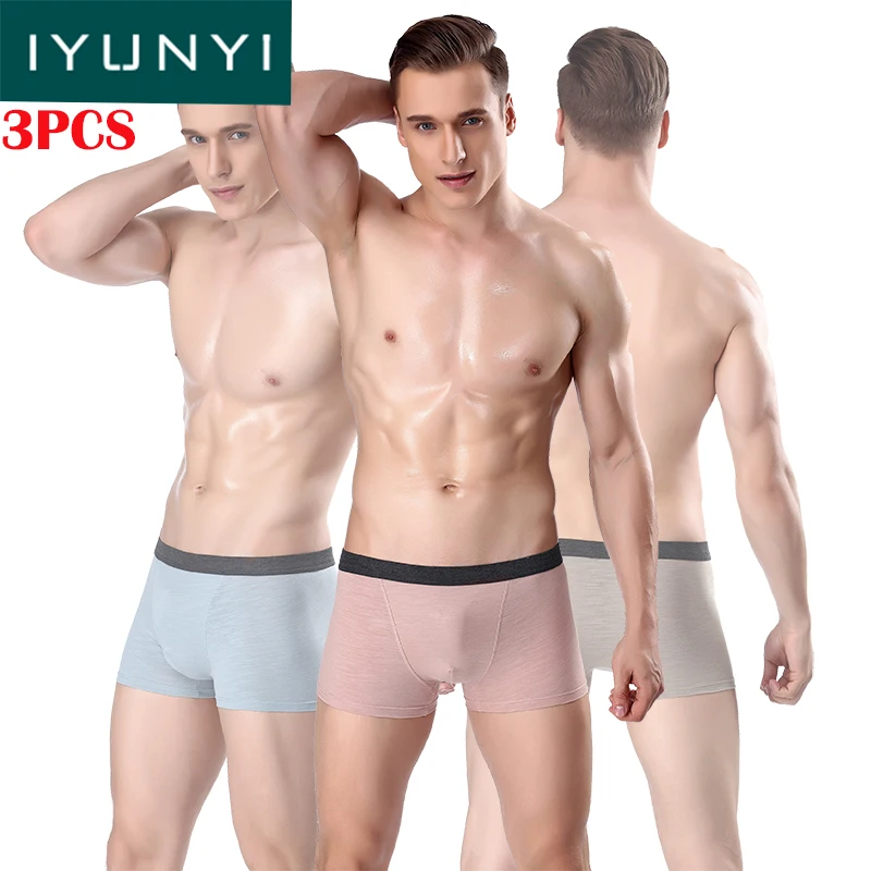 IYUNYI 3 шт \ Лот модное мужское нижнее бельё из чистого хлопка шорты боксеры для