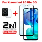 Защитное стекло для экрана и камеры Xiaomi Mi 10 lite, 2 в 1, закаленное, 5G, изогнутое, 5G
