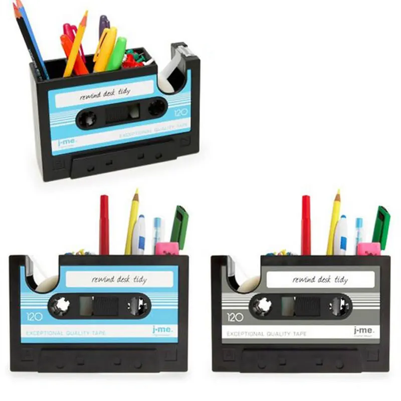 

Vintage Tape Container Pen Holder Cassette Tape Dispenser Pen Holder Desk Tidy Container With Adhesive Tape For Students Office
