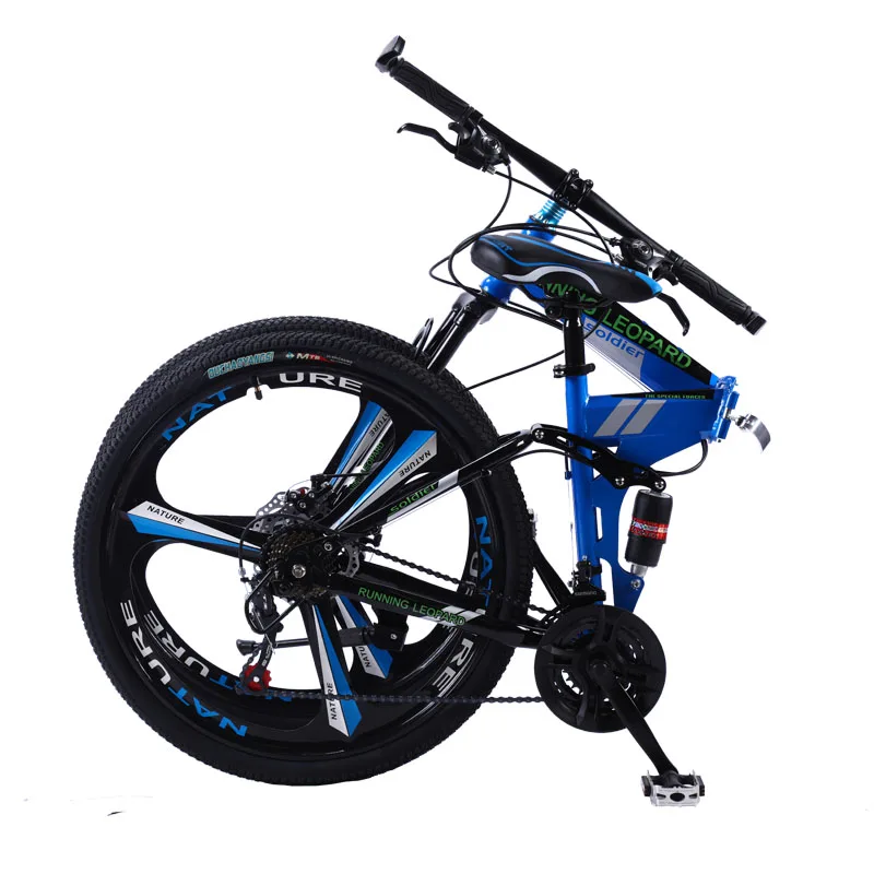 Складной горный велосипед колеса 26 дюймов подвеска 21 скорость двойной дисковый