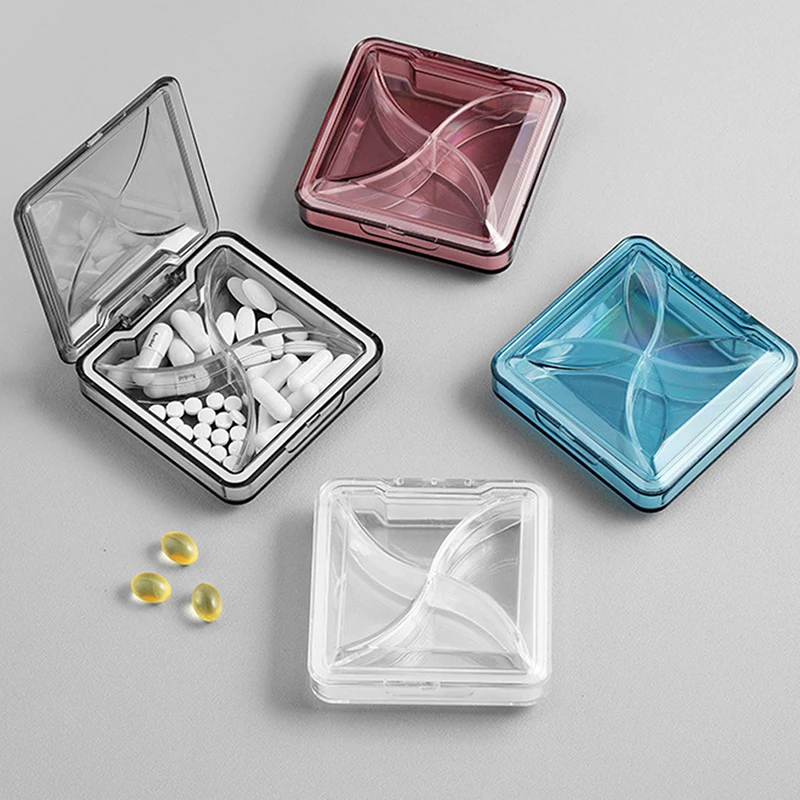 

1PCS 4 Grid Waterproof Medicine Pill Box For Storage Travel Pill Case Vitamins Container Plastic Box Capsules Organizer