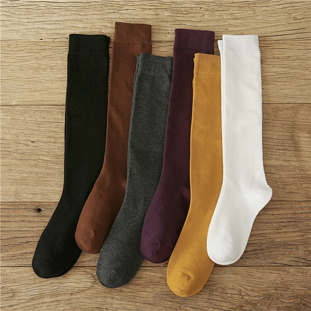 

Women Socks Harajuku Retro Simple Cotton Long Socks Autumn and Winter Over the Knee Casual Socks High Tube Stockings School Girl