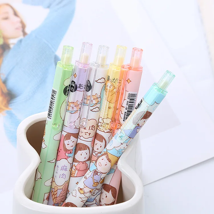

1 pack gel pen cute cartoon 0.5mm black ink kawaii press gel pen writing pen office supplies student stationery