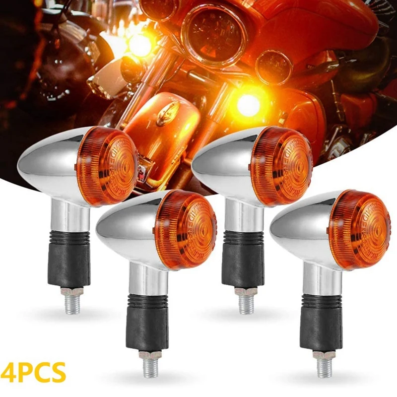 

Motorcycle Turn Signals Chrome Bullet Front Rear Lights for Honda Kawasaki Suzuki Yamaha Bobber Chopper(4Pcs)