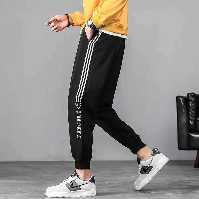 

Mens Winter Pants Men Fleece 2020 New Fashions Stripe Baggy Street Ninth Pants Jogging Casual Jogger Pants For Men