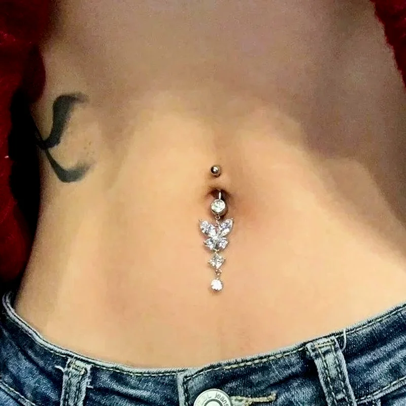 

Butterfly Zircon Pendant Waist Chain Hypoallergenic Belly Button Nail Fashion Sexy Surgical Piercing Body Jewelry