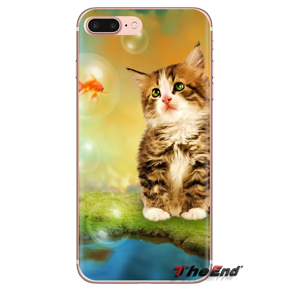 Прозрачные мягкие чехлы для кошек и рыб с мультяшными животными Samsung Galaxy A3 A5 A7 A9 A8