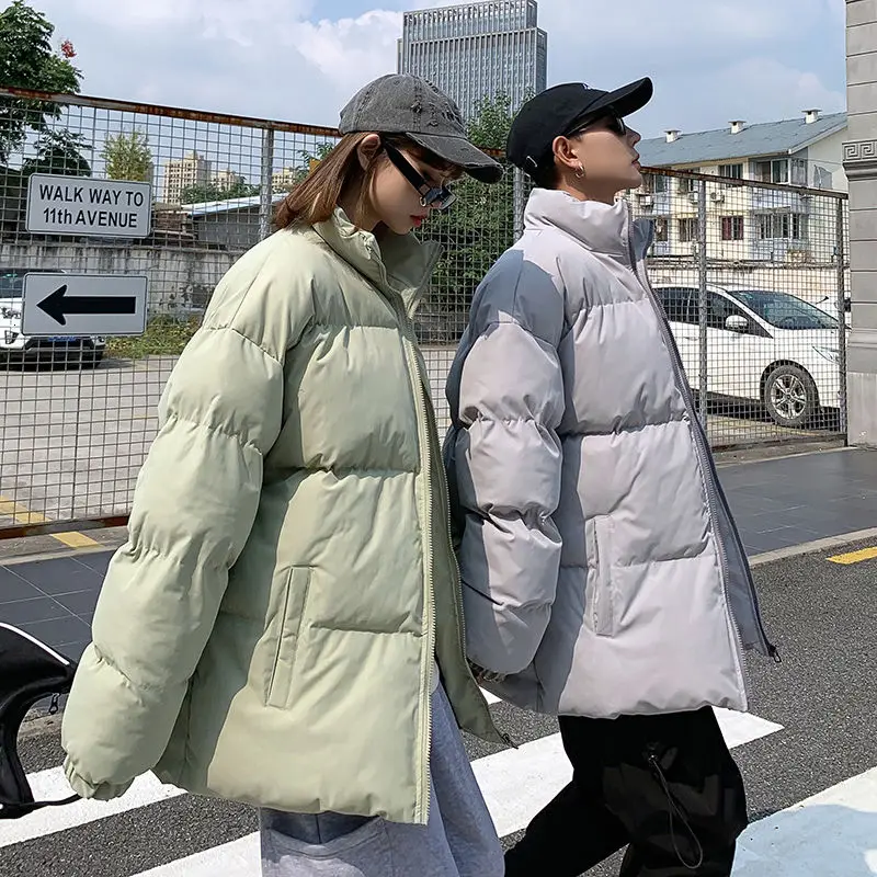 Winter Jacket Men Warm Fashion Casual Couple Stand-up Collar Coat Men Streetwear Loose Korean Short Coat Mens Parka M-5XL
