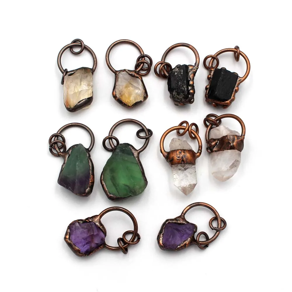

5pcs Irregular Natural Gem Stone Rock Crystal Amethyst Pendant Healing Point Stone for DIY Women Men Necklace Jewelry Gift