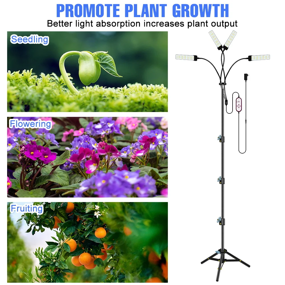 

LED Grow Light With Tripod Stand Full Spectrum Plant Lamp 300W 400W LED Timing Dimming Growth Lamp For Indoor Flower Phyto Lamp