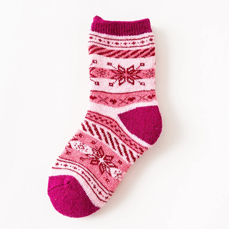 Pink Детские зимние шерстяные носки, жаккардовые носки с узором для мальчиков и девочек, теплые дышащие детские носки - Цвет: Pink