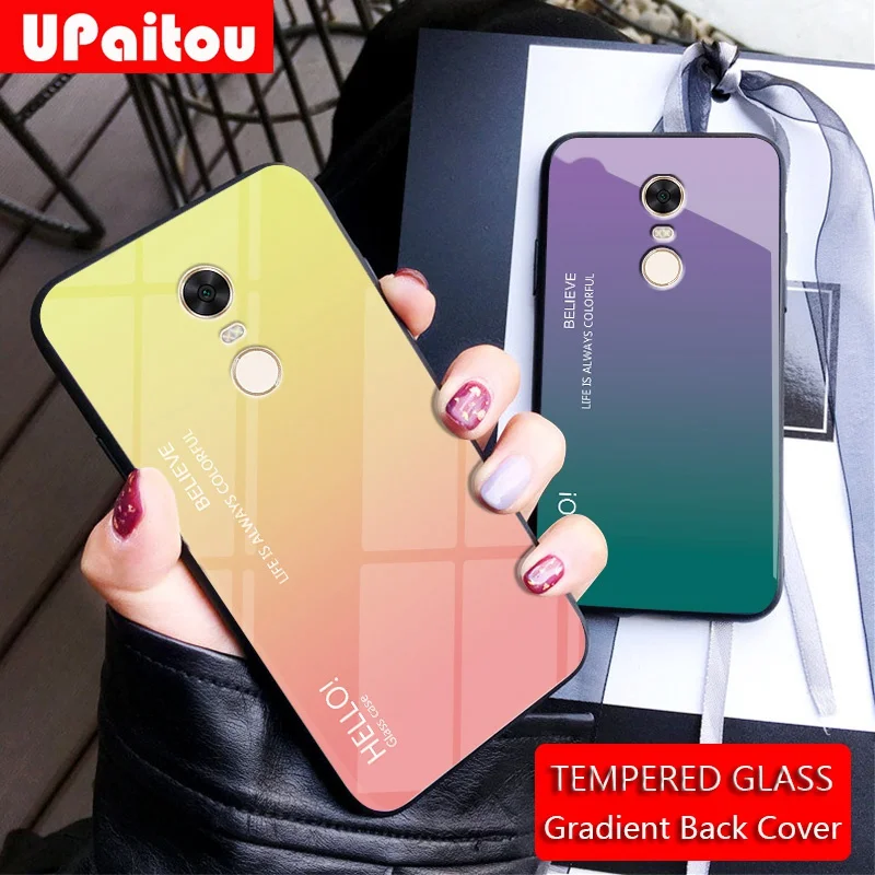 Чехол UPaitou из закаленного стекла для Xiaomi Redmi 8A K20 4 4X Note 8 CC9 10 7 7s Pro 6A 7A мягкий чехол