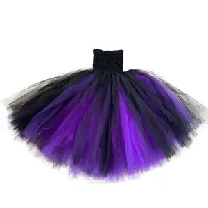 Фиолетовое платье-пачка для девочек, малефисент, косплей, платье для выпускного вечера, детский маскарадный костюм темной королевы, злодея, детская одежда с демоном для вечеринки