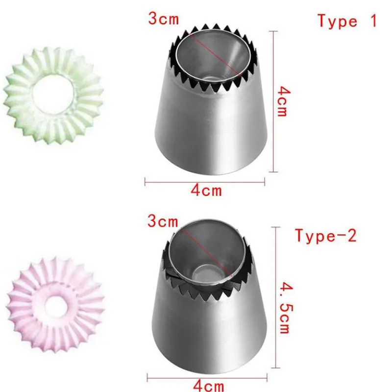 2 Sizes Diy Nozzle Stainless Steel Dessert Cake Decorating Tips Kitchen Accessories Cookie Biscuit Icing Piping Cream Pastry Bag | Дом и сад