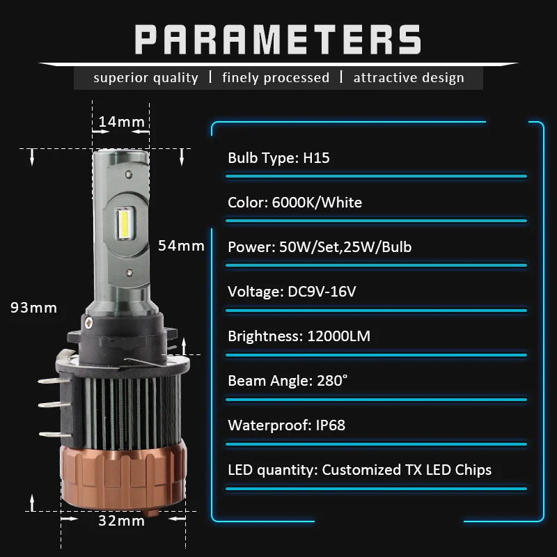 R8 Canbus светодиодный фары автомобильные лампы 12000Lm 6000K H15 дальнего света DRLs Plug Play EMC для Mercedes Benz GLK Vito A180 A260