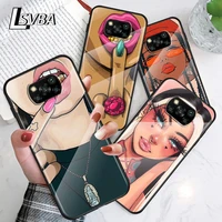 cool african black girl for xiaomi poco f3 f2 x3 nfc x2 m2 pro tempered glass hot new shell luxury cover phone case