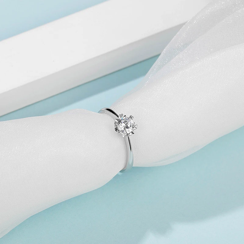 AINUOSHI Real 0.5 Carat Moissanite Diamond Rings 100% 925 Sterling Silver Engagement Wedding for Women Jewelry anillo Gift - купить по
