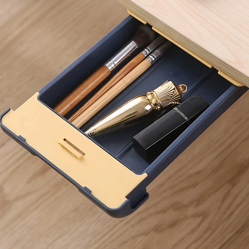 

Under the Desk Drawer Type Key Storage Box Desk Top Student Stationery Box Desk Bottom Hanging Small Pen Case