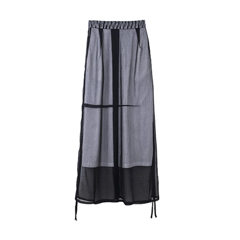

XITAO Drawstring Skirt Fashion New Women Patchwork Small Fresh Casual Style Hit Color Mesh 2021 Summer Pleated Skirt LDD1937